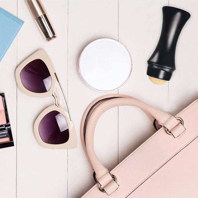 2Pcs Volcanic Face Roller Oil Control On The Go Oil-Absorbing Blotting Tool Natural Volcanic Roller Stone Ball (Black and White)-FemmiqueWomen