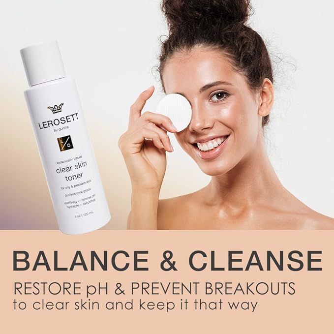 LEROSETT Toner for Clear Skin Aloe Vera Based Toner with Glycolic Acid & 10 Calming Botanicals Helps Reduce Irritation, Future Blemishes, Blackheads, and Tightens Pores, Natural, Vegan - 4 oz-FemmiqueWomen