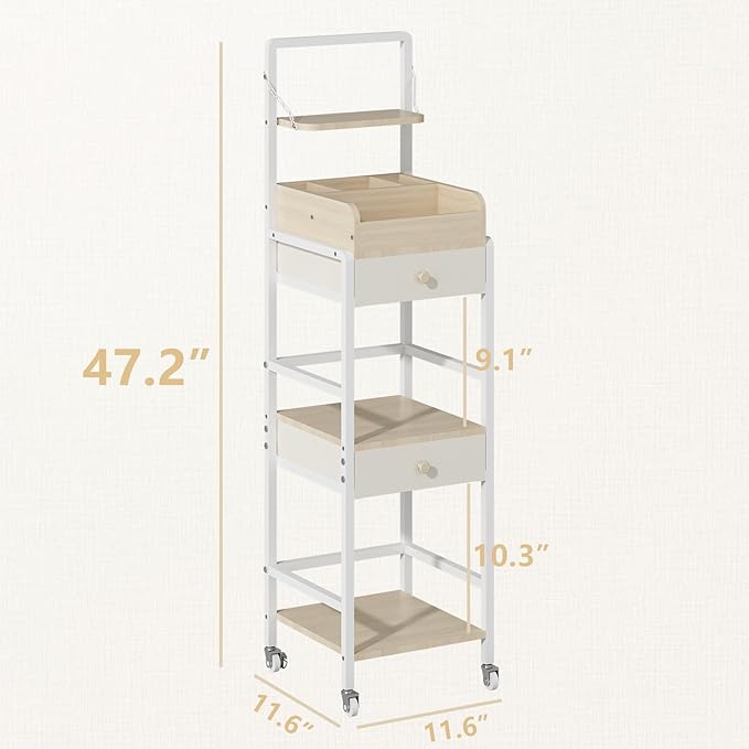 Wisdom Star Makeup Organizer Cart with 2 Drawers, Floor Skincare Organizers, Makeup Storage, Vanity Organizer, Cosmetics Display, Versatile Skin care Perfume Nail Polish Storage Rack for Bathroom-FemmiqueWomen