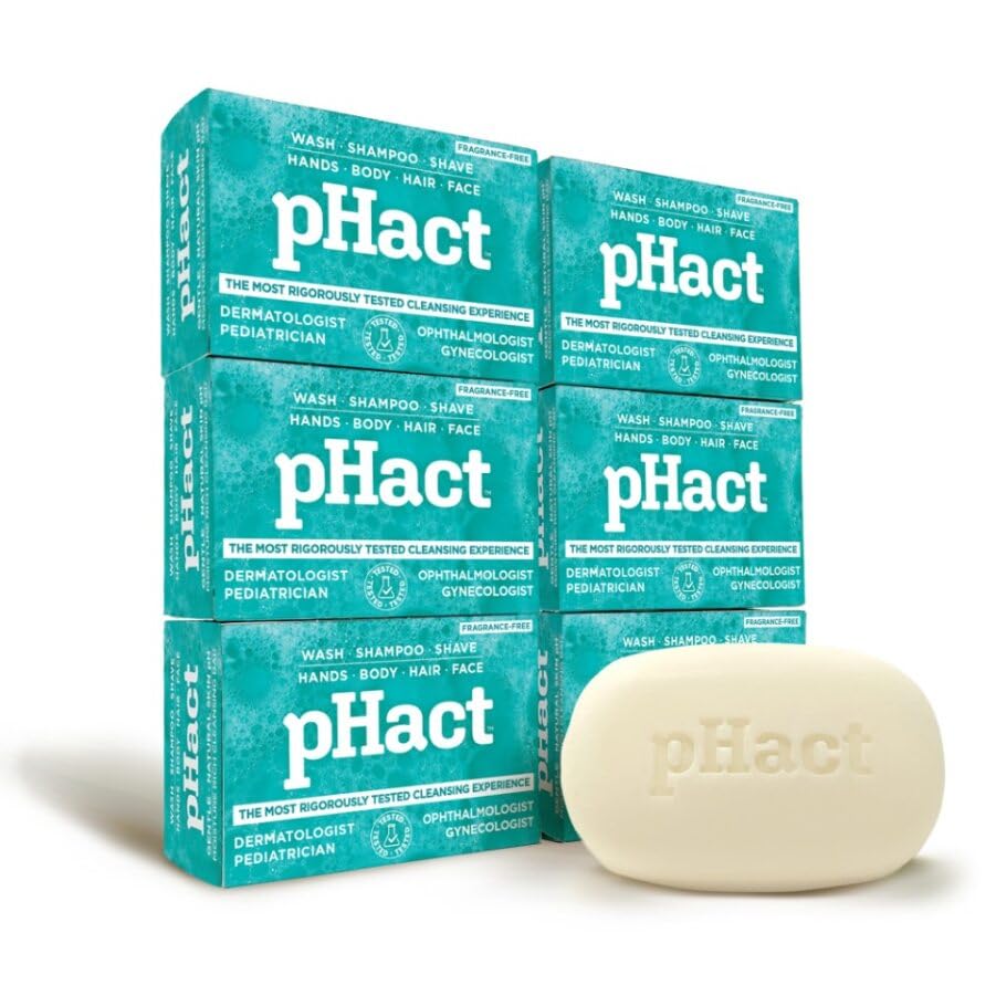 ANDREW LESSMAN pHact Moisture-Rich, Soap-Free Cleansing Bar. Natural Skin pH. Fragrance-Free. All Skin Types - Even Sensitive. Hypoallergenic. Dermatologist Tested. 6 Pack 4.25 oz each-FemmiqueWomen