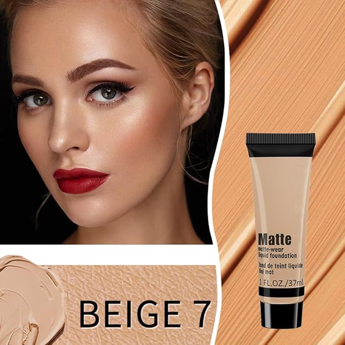1 Pack Liquid Foundation Cream for Face Makeup,Durable Full Coverage Matte Concealer Make Up,Oil Control & Waterproof Base Primer -1 Fl.Oz-BEIGE 6#-FemmiqueWomen