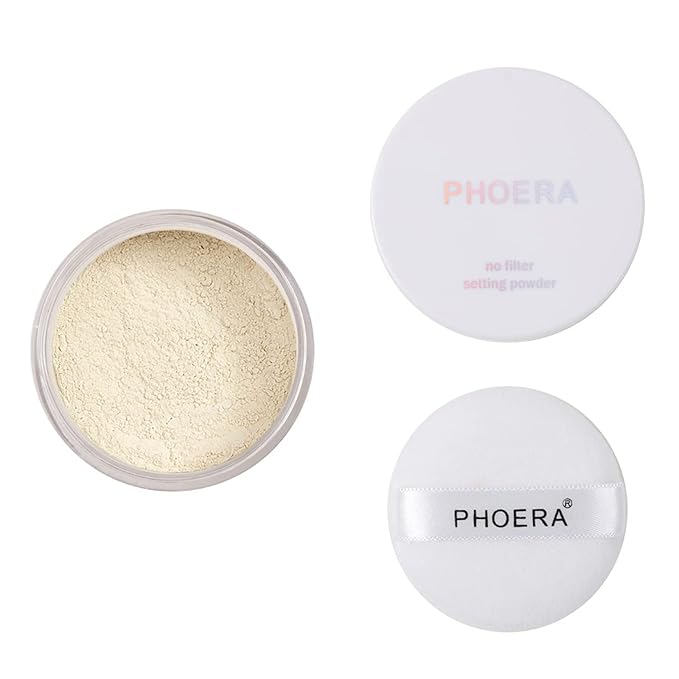 PHOERA Setting Powder Controls Oil,Setting Powder Makeup Light,Loose Powder Makeup Coverage,Loose Setting Powder Mini,0.17oz (01#Translucent)-FemmiqueWomen