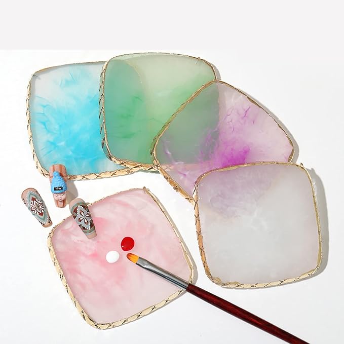 1 Piece Nail Art Palette Nail Polish Palette Mixing Palette Makeup Plate Nail Plate for Nail Art Nail Tip Holder Nail Art Display (pink square)-FemmiqueWomen