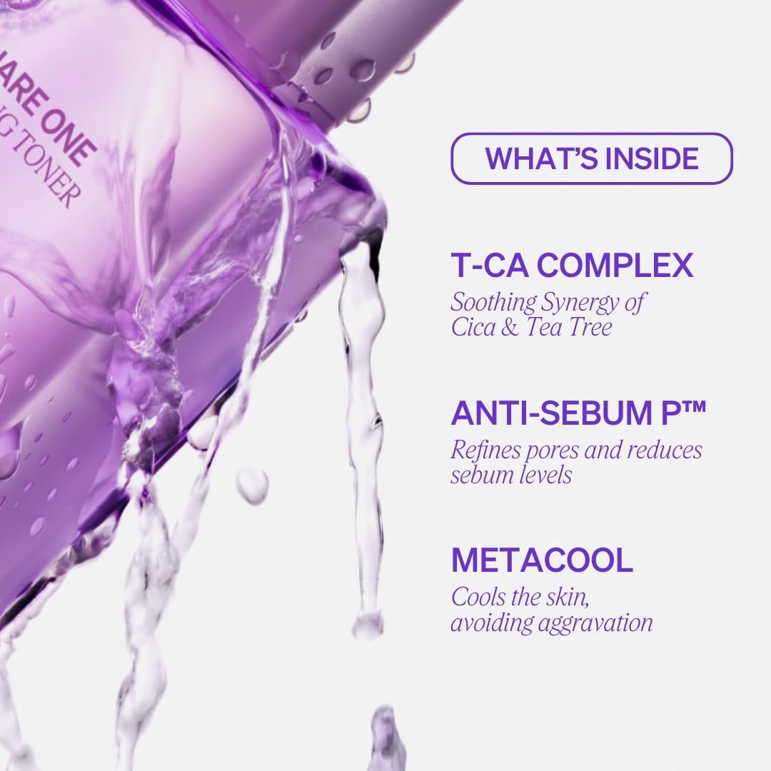 Square One Soothing Toner for Sensitive Skin with Calming CICA, Tea Tree, Anti-Sebum, Antioxidants, AHA, PHA, Niacinamide, Vegan, Cooling, Fragrance-Free | 5.07 fl oz ✦ 150ml-FemmiqueWomen