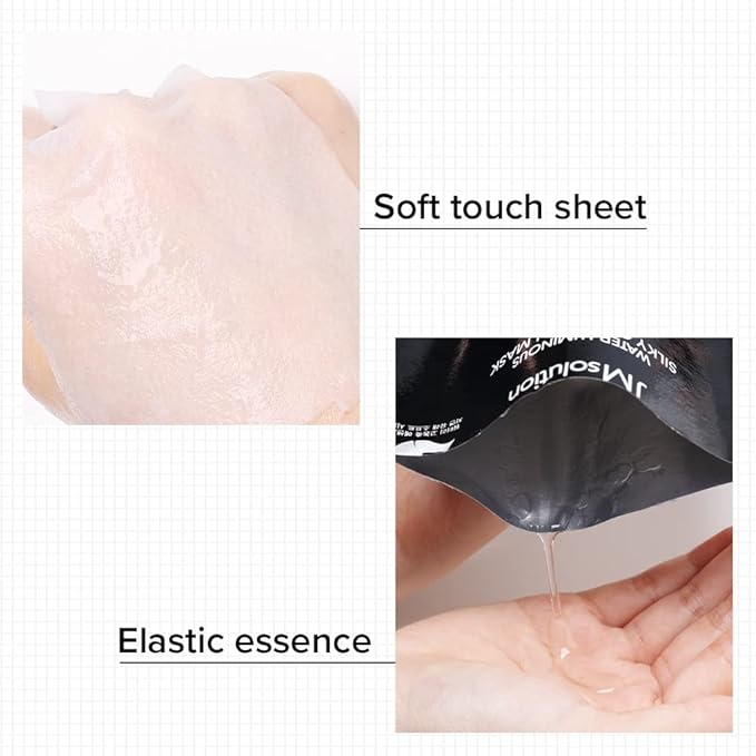 JMsolution Water Luminuous Silky Cocoon Black Mask - Korean Skincare Facial Mask - Silkworm extract amino acid -Nutrition and Moisturization Synergy - 10 sheets for a sensitive skin-FemmiqueWomen