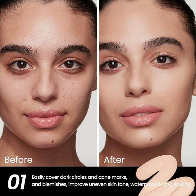 1 Pack Liquid Foundation Cream for Face Makeup,Durable Full Coverage Matte Concealer Make Up,Oil Control & Waterproof Base Primer -0.35 Fl.Oz (01#)-FemmiqueWomen