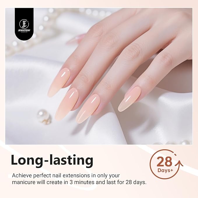 JEWHITENY Poly Extension Gel Nail Set Clear White Pink Poly Nail Gel With Slip Solution Base Coat Top Coat French Manicure for Finger Art and Home DIY Need U V Lamp Curing-FemmiqueWomen
