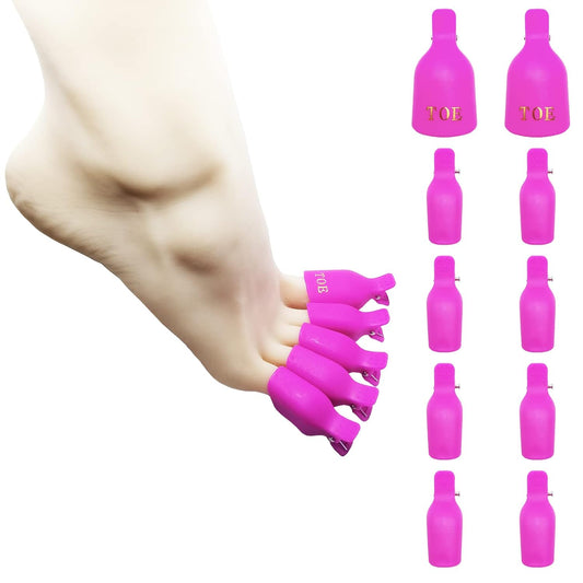 (10 Pcs Pink Toenail) Plastic Acrylic Nail Art Soak Off Cap Clip UV Gel Polish Remover Wrap Tool Gel Nail Polish Remover Clips for Fingernail Removal Soak Off Clips Wrap Cleaner Cap Clip-FemmiqueWomen