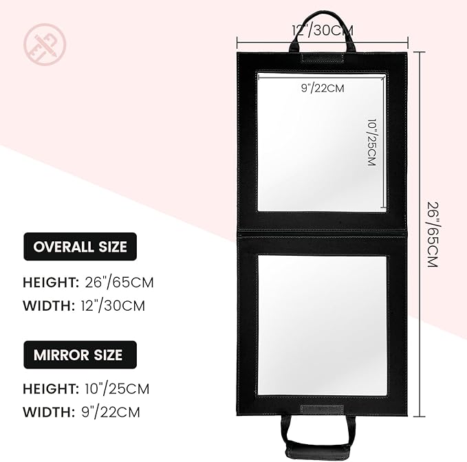 Fanwoli Hanging Mirror for Dance Bag with Garment Rack | Full-Body | Foldable & Portable | HD Reflection No Deformation