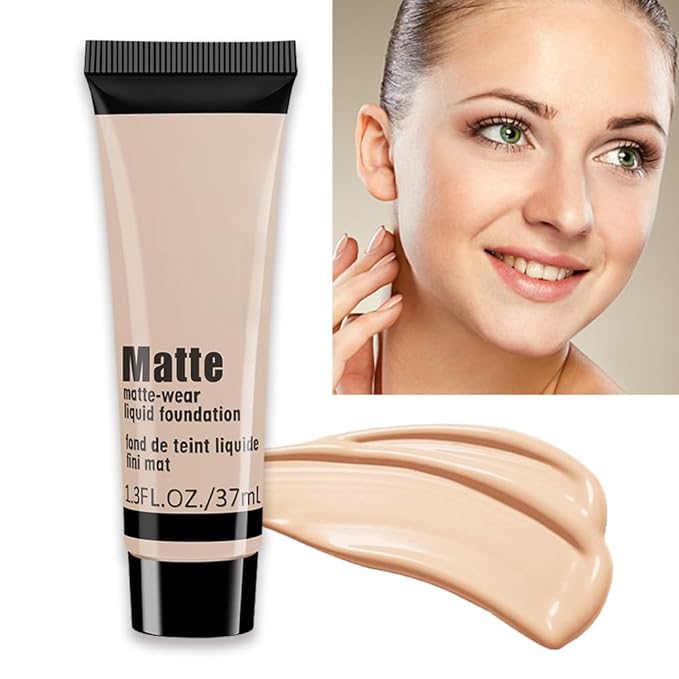 1 Pack Matte Oil Free Concealer Foundation Cream,Professional Make-up Base Facial Matte Full Coverage Liquid Concealer Hide Foundation Primer Makeup Repair Kit.(BEIGE 5#)-FemmiqueWomen