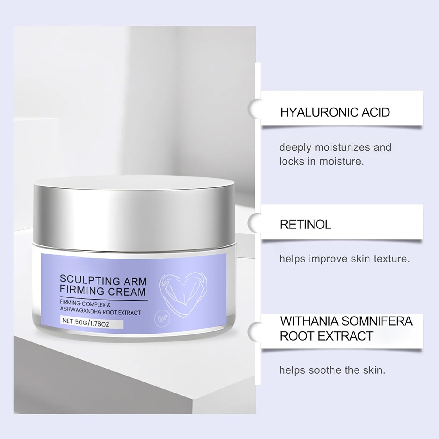 Arm Firming Cream, Face Moisturizing Cream, with Hyaluronic Acid & Retinol, Deeply Moisturizing & Firming & Lifting Skin, Lightening Wrinkles, Brightening Skin, 1.76 OZ, for All Skin Types.-FemmiqueWomen
