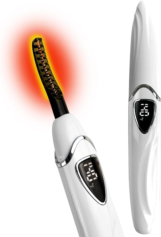 S600 Heated Eyelash Curler - Lash Curler Heated with Accurate Temperature Control, Intelligent Auto Power Off for Natural Makeup & Long-Lasting Curls | Heated Lash Curler (White+Silver)-FemmiqueWomen