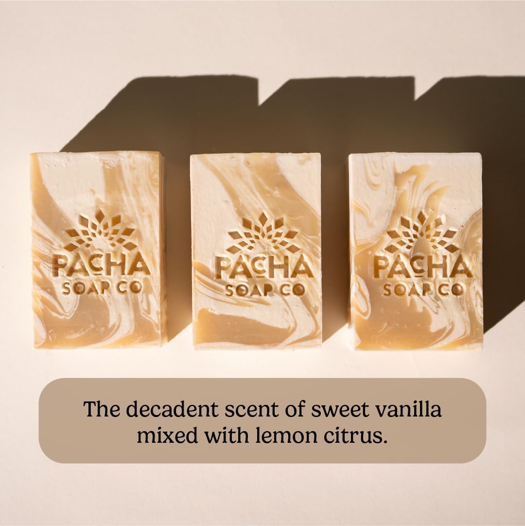 Pacha Soap Co. Bar Soap - Premium, Handcrafted, Hydrating, Natural Face Wash, Hand Cleanser, Body Wash, Soothing Essential Oils (Coconut Lemon, 5-Pack, 4 oz ea)-FemmiqueWomen