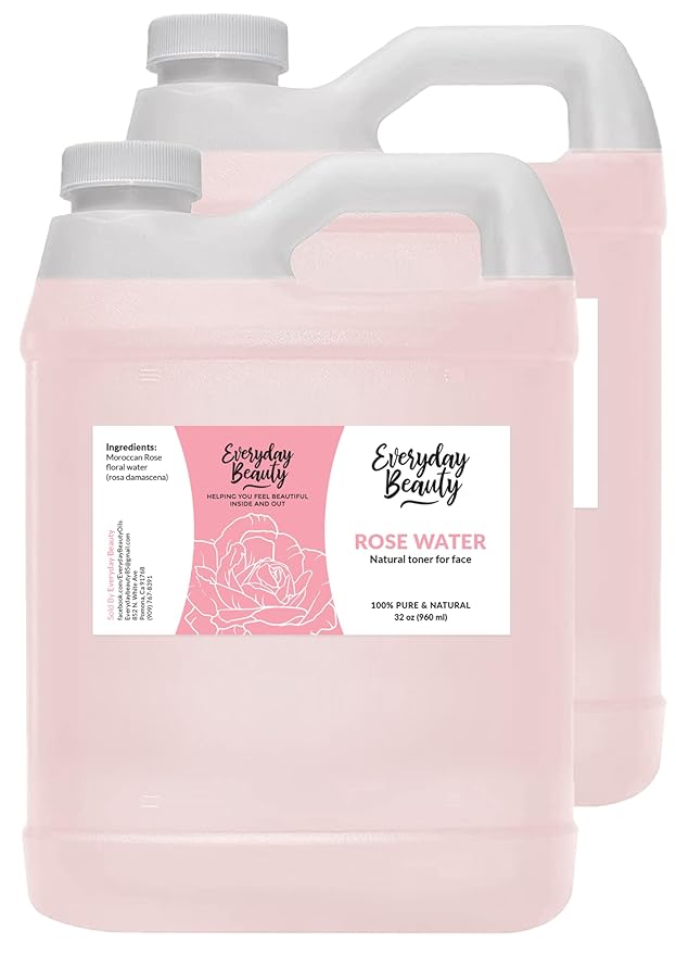 Rose Water Facial Toner Bulk - 64oz Alcohol-Free Vegan All Natural Refreshing Spray Mist for Face and Hair - Uplifts, Calming & Soothing for All Skin Types-FemmiqueWomen