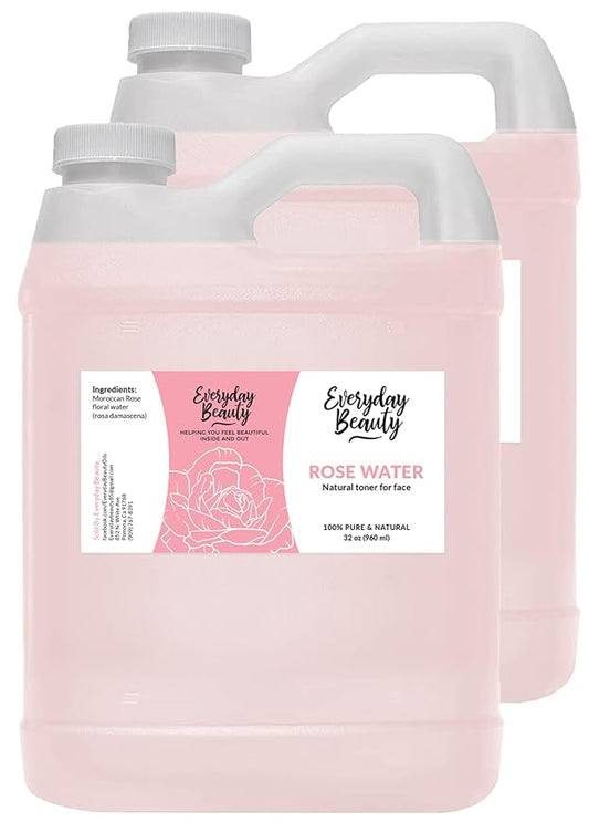 Rose Water Facial Toner Bulk - 64oz Alcohol-Free Vegan All Natural Refreshing Spray Mist for Face and Hair - Uplifts, Calming & Soothing for All Skin Types-FemmiqueWomen