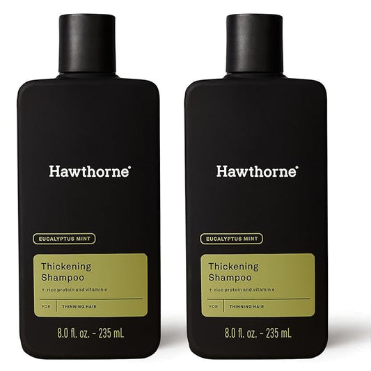Hawthorne Men's Thickening Shampoo for Thinning Hair. Fight Hair Loss with Rice Protein & Vitamin E. Strengthens Hair Follicles to Reduce Breakage. Mint and Eucalyptus Scent. 8 fl. oz. 2-Pack.-FemmiqueWomen