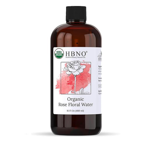 HBNO California Bottled Organic Rose Water for Face Huge 16 fl oz (480ml) Value Size - USDA Certified for Face - Pure Rose Water for Hair - Rosewater for Skincare, Haircare-FemmiqueWomen