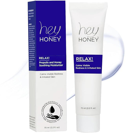 Hey Honey Skincare Relax, Instant Rosacea Treatment & Face Redness Relief - Dermatologically Tested Calming Moisturizer for Sensitive Skin Oil- Free with Honey & Propolis Anti-Aging Benefits | 2.2 Oz-FemmiqueWomen