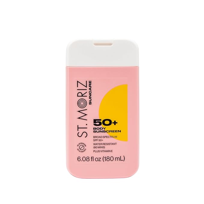 St Moriz Suncare SPF - Sunscreen - Broad Spectrum Protection Water Resistant Sunscreen Moisturizing Lotion + Vitamin E - Oxybenzone & Octinoxate Free - Vegan - Body, 50, Sun Protection Factor (SPF)-FemmiqueWomen