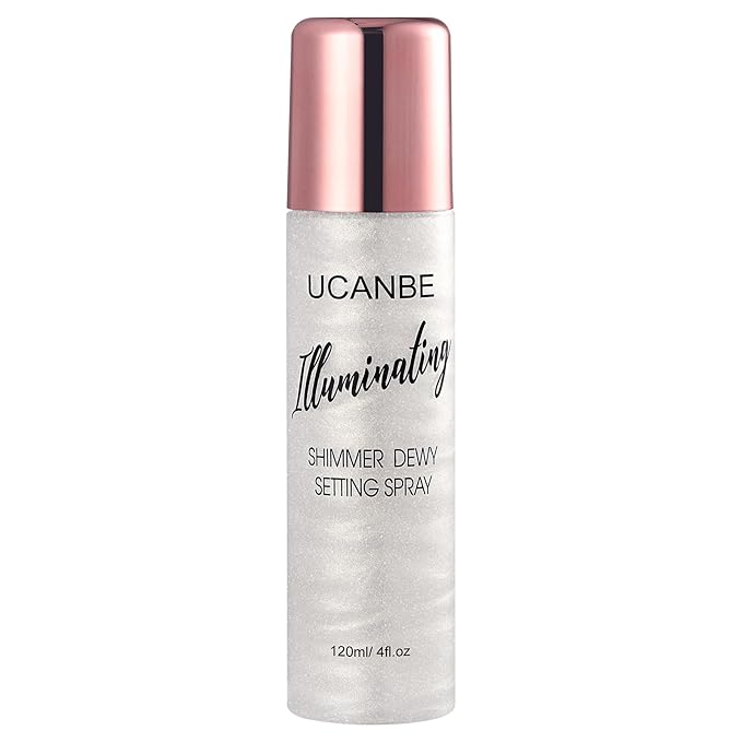 UCANBE Shimmer Dewy Setting Spray – Glowing + Makeup Setting Spray 2 in 1 Lightweight Formula for a Radiant Glow,Long-Lasting Face Mist for Face Body, 4 Fl Oz #Silver-FemmiqueWomen
