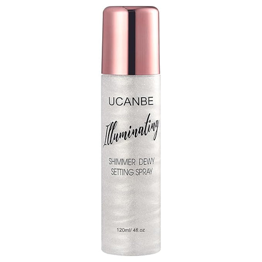 UCANBE Shimmer Dewy Setting Spray – Glowing + Makeup Setting Spray 2 in 1 Lightweight Formula for a Radiant Glow,Long-Lasting Face Mist for Face Body, 4 Fl Oz #Silver-FemmiqueWomen