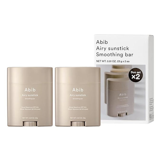 Abib Airy Sunstick Protection Bar DUO Broad Spectrum SPF50+ 1.62 oz / 46 g (Semi-matte) | Korean Suncreen Stick Suncare Sunblock, No Whitecast, Protector Solar Barra, Water resistant-FemmiqueWomen