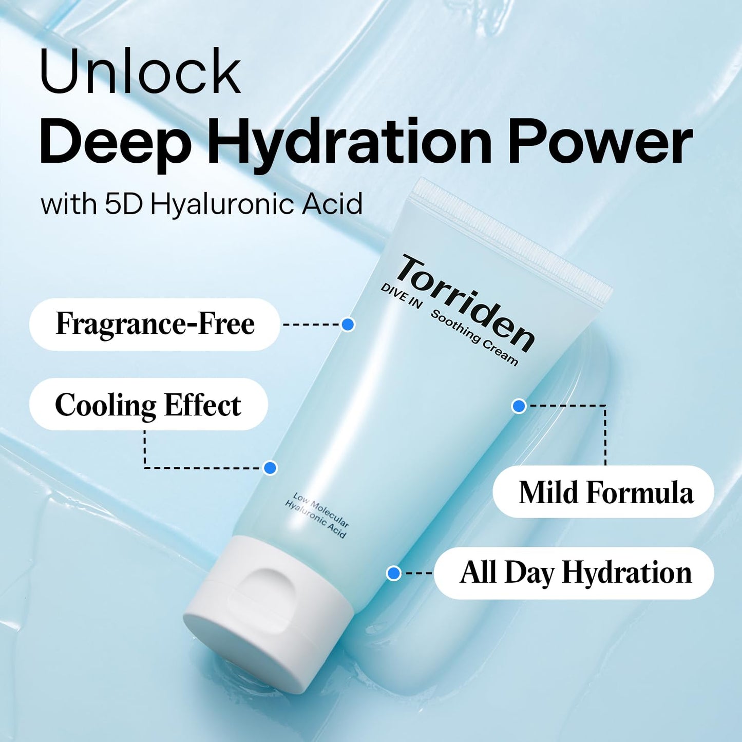 Torriden DIVE IN Hyaluronic Acid Soothing Cream Tube Type 100ml (3.38 fl. oz) | Revitalizing Facial Moisturizer for Sensitive and Dry Skin | Hyaluronic Acid, Panthenol, Allantoin-FemmiqueWomen