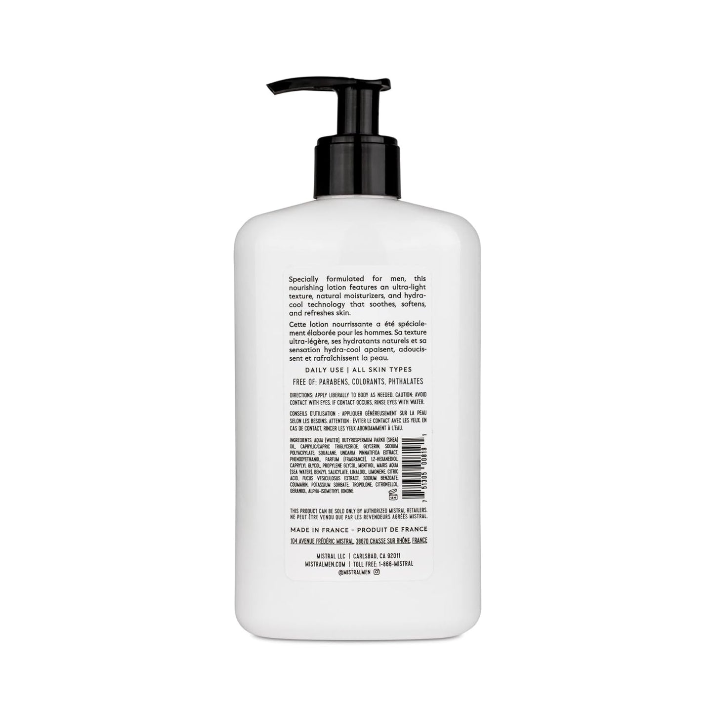 Mistral Men's Hydra-Cool Body Lotion, Cool Marine, 16.9 Fl Oz-FemmiqueWomen