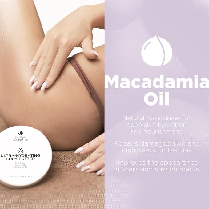 Ultra-Hydrating Body Butter with Shea Butter, 8.5 fl. oz., Salted Caramel and Macadamia Scent, Deep Moisturizing, Soothes, Repairs, and Nourishes Skin-FemmiqueWomen