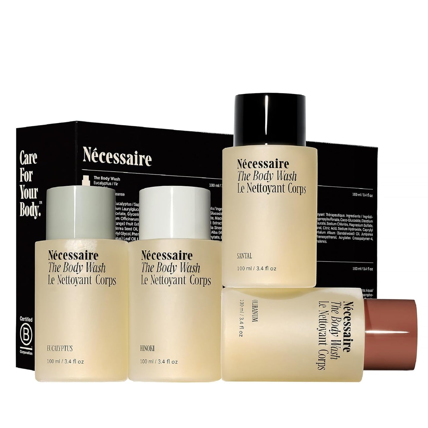 Nécessaire The Body Wash - Collection Set. Self Care Gifts for Women + Men, 4x Travel Size Skin Care Set, Natural Body Wash for Women + Men. With Vitamins + Niacinamide. Gel Cleanse, 3.4 fl oz.-FemmiqueWomen