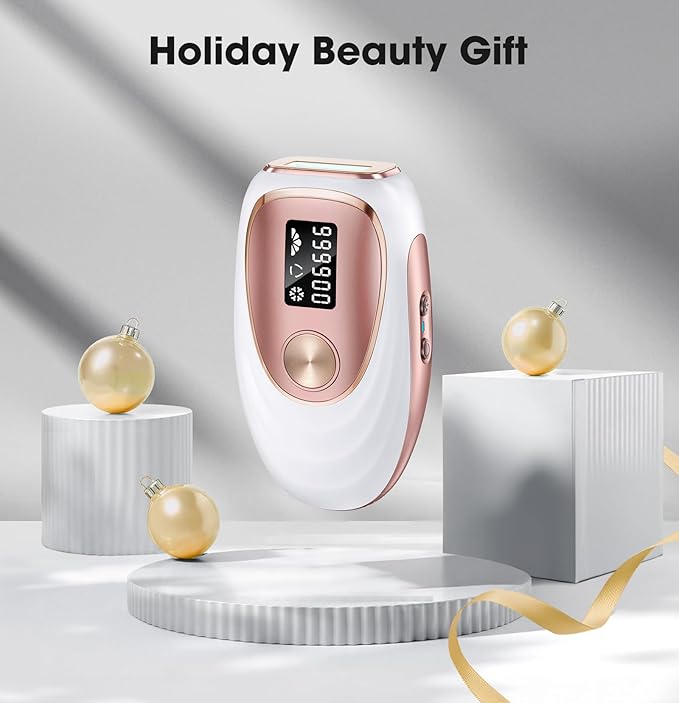 IPL Laser Hair Removal Device for Women & Men - Home 45°F Ice-Cooling Contact for Painless & Long-Lasting Results, 86% Hair Reduction in 3 Weeks for Full Body & Bikini Line, Rose Gold-FemmiqueWomen
