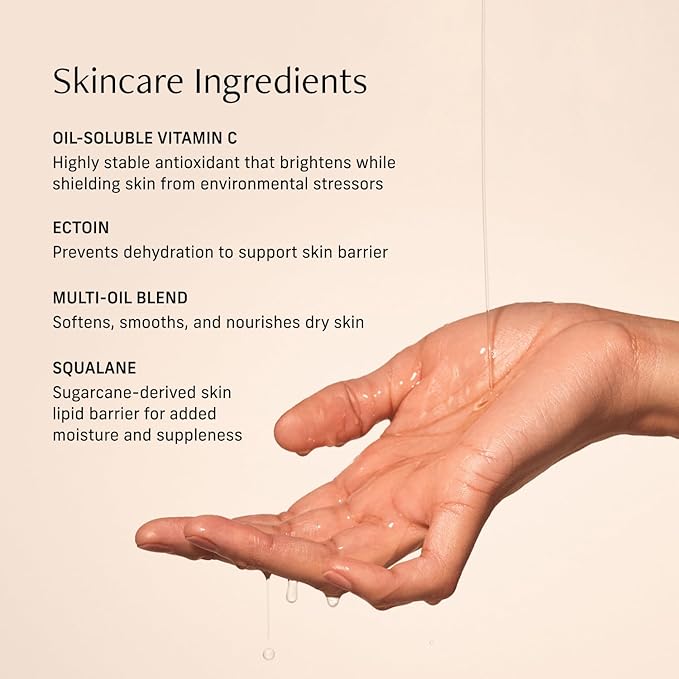 Vitamin C Body Oil for Women and Men. Moisturizing Sacred Santal Scented Body Serum for Glowing Skin. Nourishing, Hydrating After-Shower and Bath Skin Care Moisturizer, 4.2 Fl Oz-FemmiqueWomen