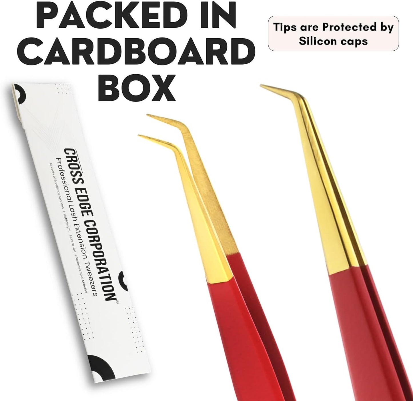 Isolation Tweezers for Eyelash Extension – 14cm Curved, Matte Red with Gold Tip, Stainless Steel, Best for Individual Isolation & Classic Lashes, Pinzas para Pestaña (Matte Red Gold Tip)-FemmiqueWomen