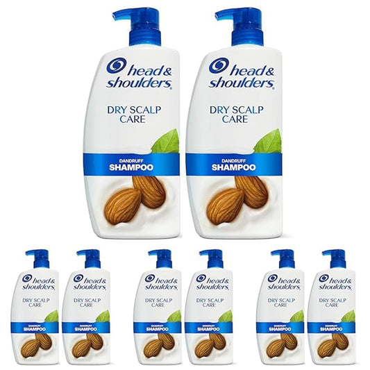 Head and Shoulders Shampoo, Daily-Use Anti-Dandruff Paraben Free Treatment, Dry Scalp Care with Almond Oil, 32.1 fl oz, Twin Pack (Pack of 4)-FemmiqueWomen