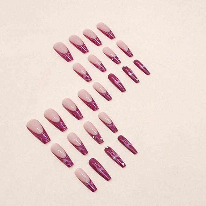 Long Coffin False Nails French Press on Nails Galaxy Nails Tips Acrylic Reusable Fake Nails for Women and Girls 24Pcs