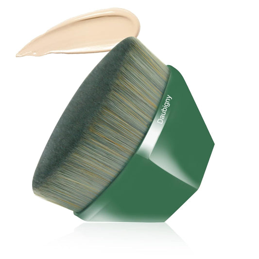 Foundation Makeup Brush Flat Top Kabuki Brush Hexagon Face Blush Liquid Powder Foundation Brush for Blending Liquid, Cream or Flawless Powder Cosmetics with Bonus Protective Case (Green)-FemmiqueWomen