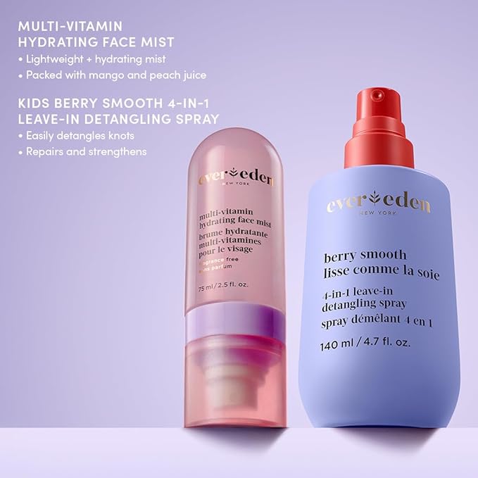 Evereden Kids Multi-Vitamin Hydrating Face Mist | Nourishing Face Spray, Preppy Skincare Essential for Ages 6+ | Clean Formula Safe for Sensitive Skin | Multi-Vitamin Complex, Peach & Mango Juice-FemmiqueWomen