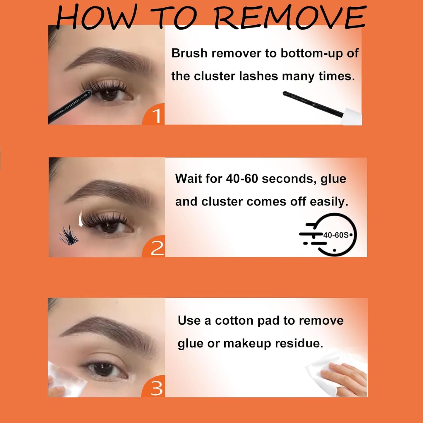 Lash Bond and Seal Waterproof 3-IN-1 Lash Remover for Lash Extensions Lash Glue for Eyelash Clusters DIY Eyelash Extension Remover Lash Cluster Glue Kit Eyelash Remover 15ml (Black)-FemmiqueWomen