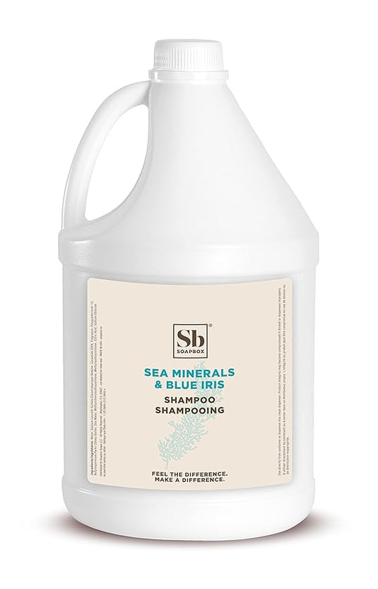 Soapbox Sea Minerals & Blue Iris Shampoo, Vegan, Color Safe, Harsh Harsh Sulfate Free & Silicone Free Hair Shampoo Refill for Home & Professional Use - Gallon Size-FemmiqueWomen