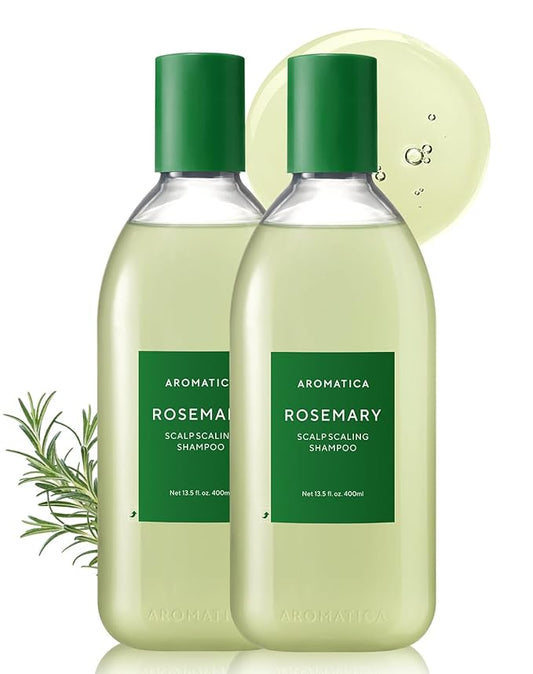 AROMATICA Rosemary Scalp Scaling Shampoo (2 packs) - Korean Hair Care with Thinning Hair Loss Natural Rosemary Essential Oil for Women Hair Growth - Free from Sulfate, Silicone, and Paraben (13.53 oz)-FemmiqueWomen