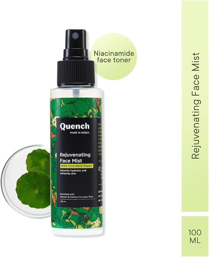 Quench CICA & 2% Niacinamide Face Mist Toner for Oil & Acne Control | Hydrates, Calms and Refreshes Skin | Gentle & Non-Irritating | Lightweight, Alcohol-Free and Non-Comedogenic (100ml)-FemmiqueWomen