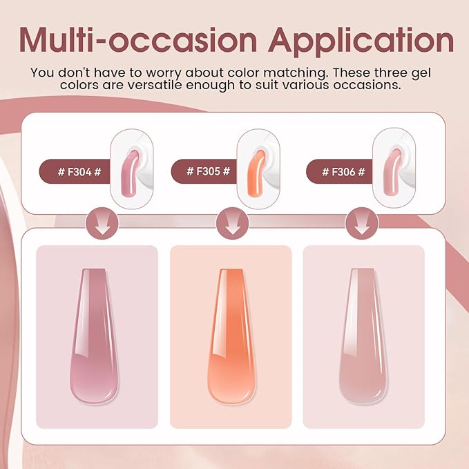 JEWHITENY Poly Extension Gel Nail Set Clear Pink Poly Nail Gel With Slip Solution Base Coat Top Coat French Manicure Need U V Lamp Curing for Finger Art and Home DIY-FemmiqueWomen