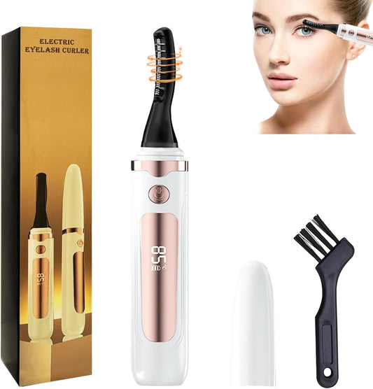 2025 Heated Eyelash Curler-USB Rechargeable Electric Eyelash Curler- Eyelash Curlers Heated 4 Temperature Modes Fast Heat Up Within 5s - 24 Hours Long Lasting- with Led Display for Women Girls (White)-FemmiqueWomen