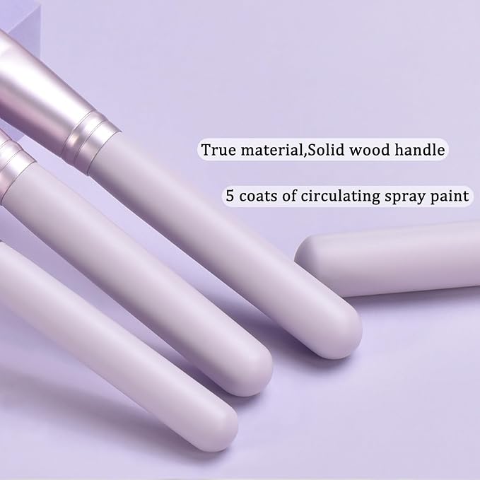 10 Piece Purple Makeup Brushes Set and 3 Piece Makeup Sponge - Wooden Handle with Soft Synthetic Bristles, for Face & Eye Makeup | Professional Cosmetic Brushes | Includes Travel Pouch-FemmiqueWomen