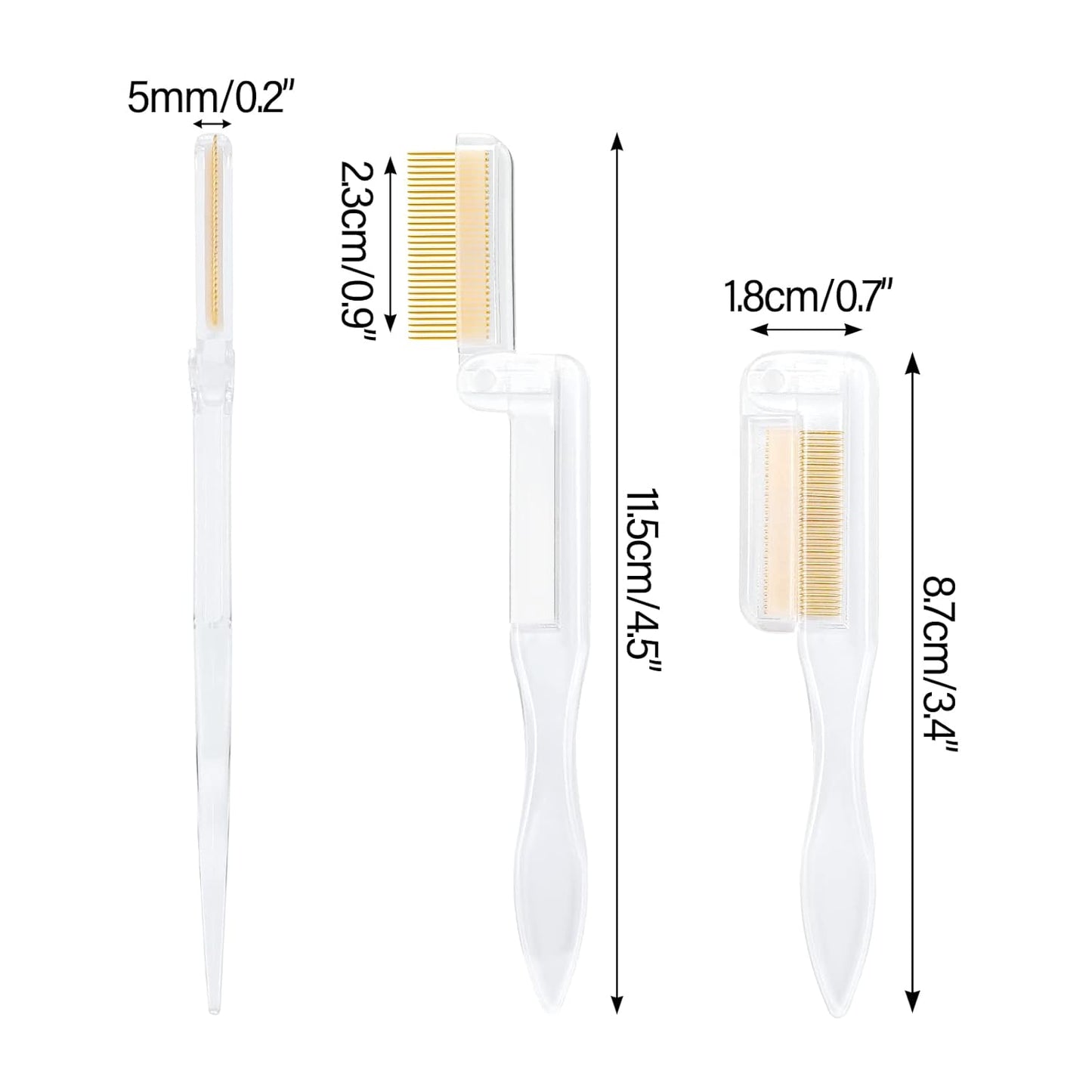 G2PLUS 2PCS Folding Eyelash Comb, Eyelash Separator Tool, White Eyebrow Comb Metal Teeth, Eyelash Brush Tool for Lash & Brow-FemmiqueWomen