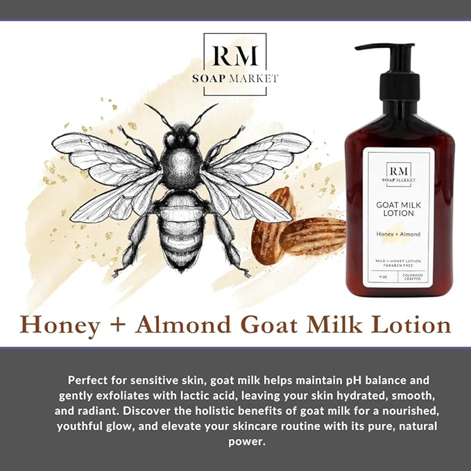 Goat Milk Lotion, Honey Almond Fragrance, Hydrating Lotion for Men & Women With Nourishing Goat Milk, Shea Butter, Sunflower Oil & Aloe, Packed With Vitamin A, E & Selenium, 9 Oz-FemmiqueWomen