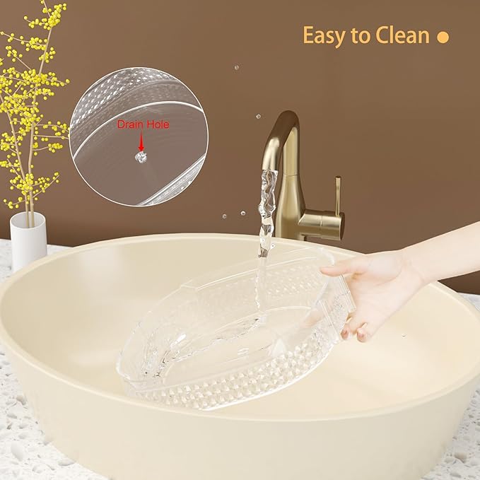 Awenia Rotating Makeup Organizer 360, Stackable Adjustable Large Capacity Cosmetic Storage Unit,Dresser Bathroom Kitchen Countertop Organizer with Metal Handle, Plus Size (Clear, 1 Tier)-FemmiqueWomen