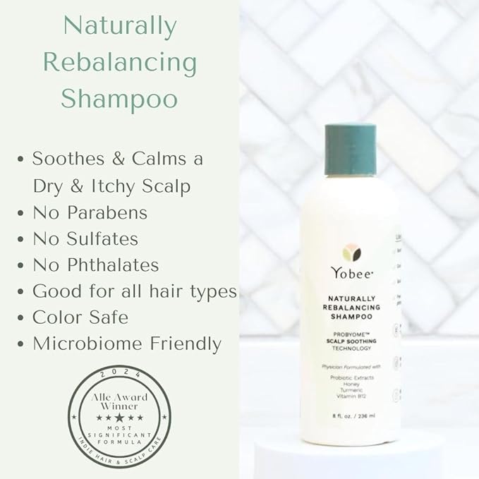 Yobee Naturally Rebalancing Shampoo | Dry, Flaky & Itchy Scalp Care with Para Probiotics, Organic Honey & Turmeric, Vitamin B12 & Oat Extracts | Dandruff & Psoriasis Relief (2 Bottles)-FemmiqueWomen