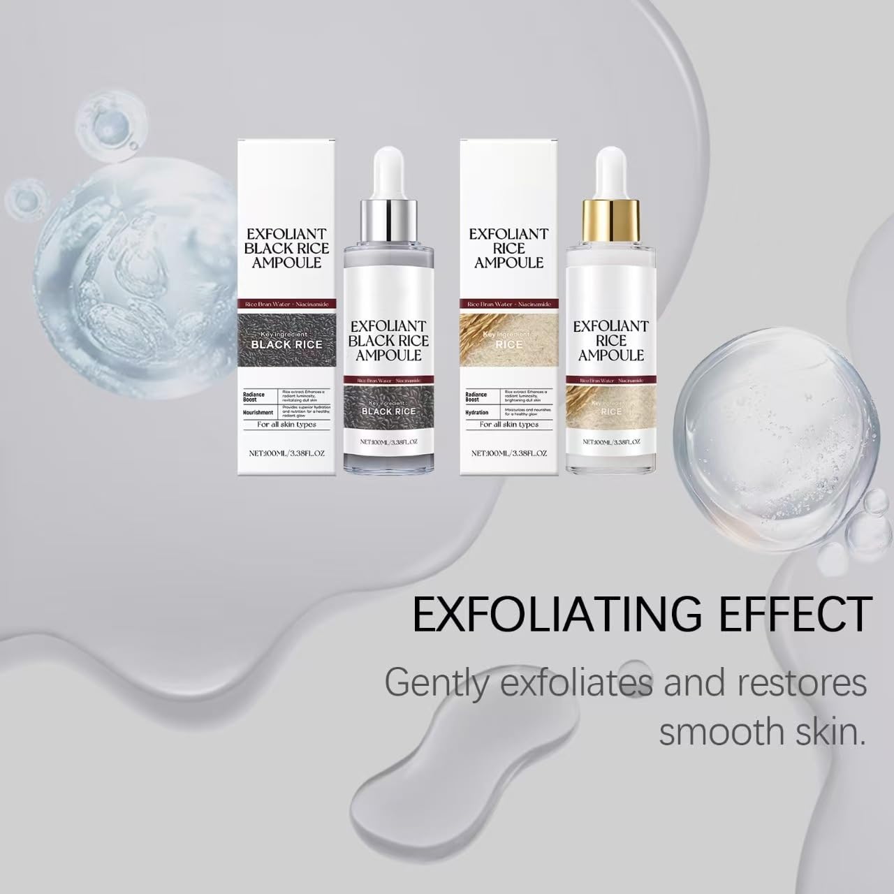 2PCS Black and White Rice Peeling, New Soft Rice Exfoliating Face and Body, Black and White Rice Exfoliant for All Skin Types, Gentle Peel & Deep Hydration - (White+Black)-FemmiqueWomen