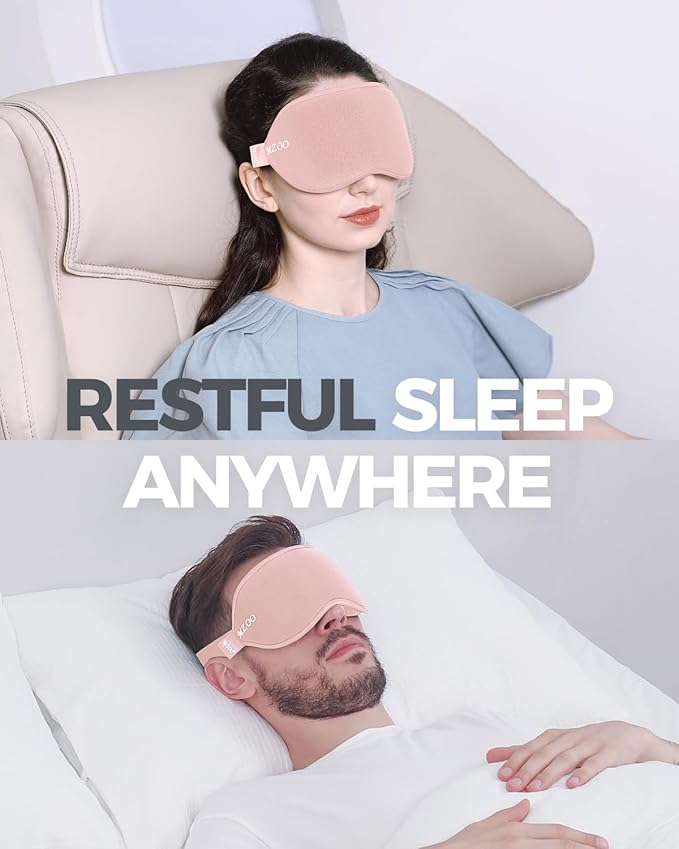 MZOO Luxury Sleep Mask for Back, Side Sleeper, Complete Light Blocking Sleeping Eye Mask Night Blindfold, 3D Zero Pressure & Spacious for Lash Extensions, Breathable Soft Eye Cover Flight Nap Travel-FemmiqueWomen